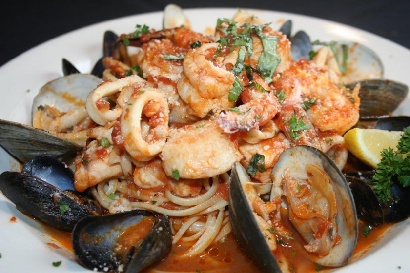 Linguini frutti di mare with clams, mussels, shrimp and calamari